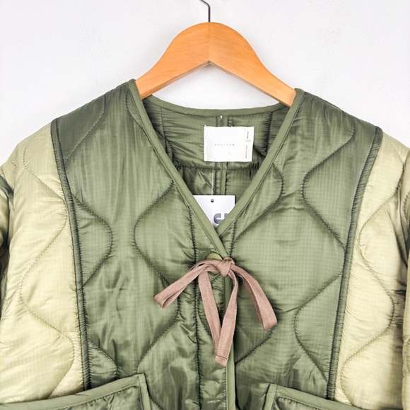 NWT All Row Isabella Green Quilted Tie Jacket Sz M - Picture 4 of 12